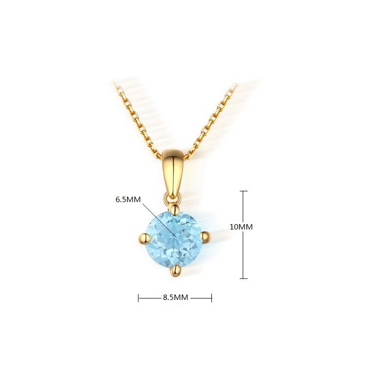 Women\'s Resizable Blue Topaz 925 Sterling Silver Necklace with Yellow Gold Plating
